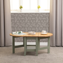Seconique Santos Single Shelf Drop Leaf Green Distressed Waxed Pine Coffee Table - Grey - Wilko - thumbnail 7