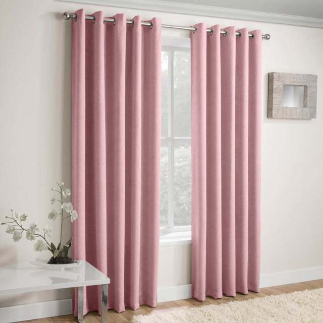 Enhanced Living Vogue Blush Thermal Blackout Eyelet Readymade Curtains 117 x 229cm - Pink - Wilko - image 1