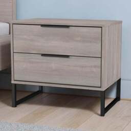 Crowndale Hong Kong 2 Drawer Grey Oak Side Table Ready Assembled - Size: 60 x 58 x 40cm - Wilko