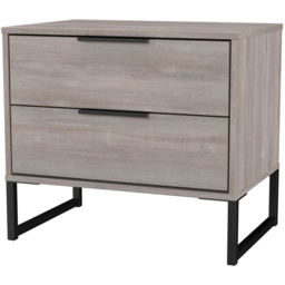 Crowndale Hong Kong 2 Drawer Grey Oak Side Table Ready Assembled - Size: 60 x 58 x 40cm - Wilko - thumbnail 5