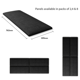 Aspire EasyMount Ebony Malham Weave Upholstered Wall Mounted Headboard Panels 2 Pack - Black - Aspire Beds - Wilko - thumbnail 6