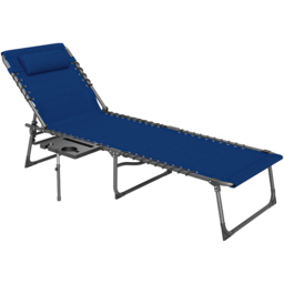 Outsunny Grey 5 Level Adjustable Folding Sun Lounger with Side Table - Size: 31 x 60 x 190cm - Blue - Wilko - thumbnail 3