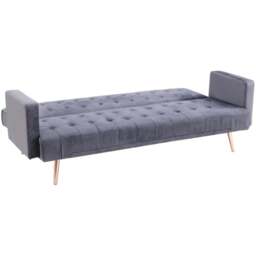 Comfy Living 3 Seater Grey and Gold Plush Velvet Sofa Bed - Wilko - thumbnail 4