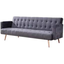Comfy Living 3 Seater Grey and Gold Plush Velvet Sofa Bed - Wilko - thumbnail 3