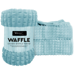 Velosso Duck Egg Waffle Plush Throw 150 x 200cm - Size: 150 x 200 x 1cm - Wilko - thumbnail 1