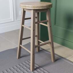 CHEF VIDA Pine Wooden Revolving Bar Stool - Size: 64 x 32 x 32cm - Brown - Wilko