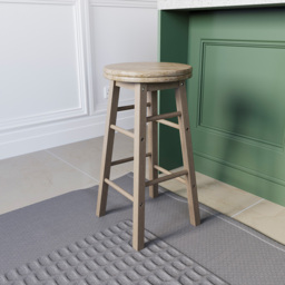 Chef Vida Pine Wooden Revolving Bar Stool - Size: 64 x 32 x 32cm - Brown - Wilko - thumbnail 4