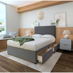 Bedmaster Single Graphite Plush Velvet 2 Drawer Divan Base with Milan Headboard - Grey - Wilko - thumbnail 3