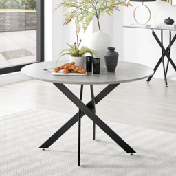 Furniturebox Arona Valera Concrete Effect 6 Seater Round Dining Set Grey and Cappuccino - Brown - Wilko - thumbnail 3