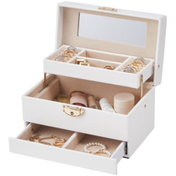H&O Direct Single Drawer White Jewellery Box - Size: 12 x 21 x 13cm - Wilko - thumbnail 4
