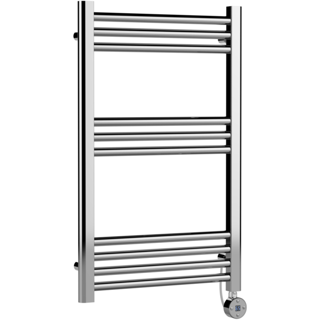 nuie Hudson Reed Chrome Electric Round Tube Towel Rail 800 x 500mm - Size: 8 x 5 x 0.3cm - Silver - Wilko - image 1