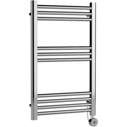 nuie Hudson Reed Chrome Electric Round Tube Towel Rail 800 x 500mm - Size: 8 x 5 x 0.3cm - Silver - Wilko
