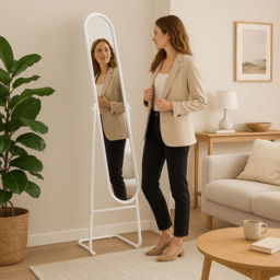 Harbour Housewares White Round Full Length Mirror 153 x 30cm - Size: 153 x 30 x 30cm - Wilko - thumbnail 6