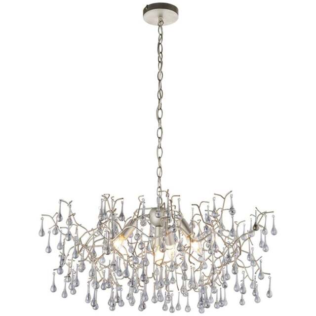 Merano Rimini Tinted Glass Aged Silver and Smokey Grey 4 Light Ceiling Pendant - Size: 75 x 75 x 110cm - Wilko - image 1