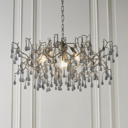Merano Rimini Tinted Glass Aged Silver and Smokey Grey 4 Light Ceiling Pendant - Size: 75 x 75 x 110cm - Wilko - thumbnail 3