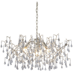 Merano Rimini Tinted Glass Aged Silver and Smokey Grey 4 Light Ceiling Pendant - Size: 75 x 75 x 110cm - Wilko - thumbnail 4