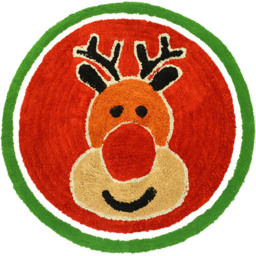 Allure Bath Fashions Christmas Rudolph Tufted Round Bath Mat - Size: 65 x 65cm - Red - Wilko