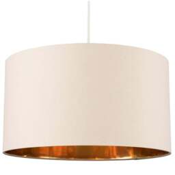 ValueLights Reni Beige and Metallic Gold XL Ceiling Drum Lamp Shade - Size: 45 x 25 x 45cm - Cream - Wilko
