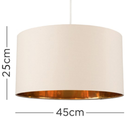 ValueLights Reni Beige and Metallic Gold XL Ceiling Drum Lamp Shade - Size: 45 x 25 x 45cm - Cream - Wilko - thumbnail 5