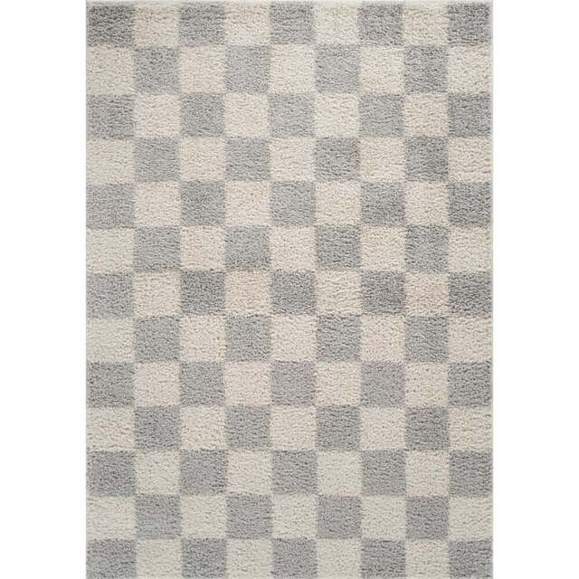 Desire Rugs Chester Grey Shaggy Checkered Rug 120 x 170cm - Size: 170 x 120 x 3cm - Wilko - image 1