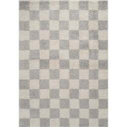 Desire Rugs Chester Grey Shaggy Checkered Rug 120 x 170cm - Size: 170 x 120 x 3cm - Wilko - thumbnail 1