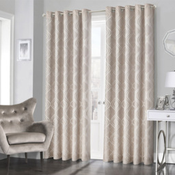 Intimates Clarissa Beige Ringtop Curtains 167 x 228cm - Size: W 167 x D 228cm - Cream - Wilko