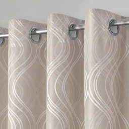 Intimates Clarissa Beige Ringtop Curtains 167 x 228cm - Size: W 167 x D 228cm - Cream - Wilko - thumbnail 3