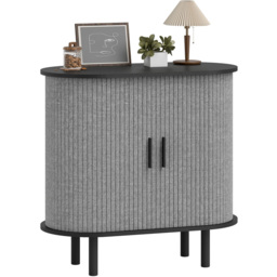 Portland 2 Sliding Doors Grey Modern Tambour Sideboard - Size: 15 x 48 x 92cm - Wilko - thumbnail 3