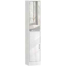 Kleankin Single Door High Gloss White Tall Bathroom Cabinet with Mirror - Size: 162.0 cm x 28.0 cm x 32.0 cmcm - Wilko - thumbnail 3