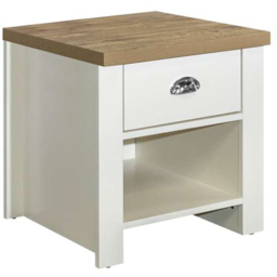 Highgate Single Drawer Cream and Oak Lamp Table - Size: 44 x 44 x 48cm - White - Birlea - Wilko - thumbnail 5
