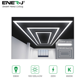 Ener-J 3 Rectangle Designer Ceiling Light - Size: 120 x 40 x 20cm - White - Wilko - thumbnail 5