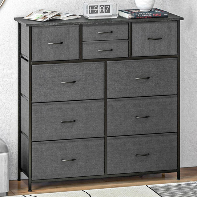 Portland 10 Drawer Black Chest of Drawers - Wilko - image 1