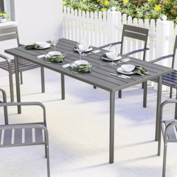 Outsunny 6 Seater Slatted Garden Dining Table Dark Grey - Wilko - thumbnail 1