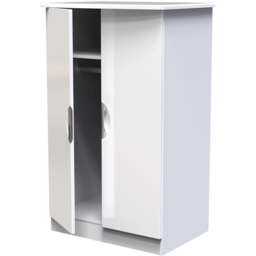 Crowndale Camden 2 Door White Gloss and White Midi Wardrobe Ready Assembled - White Gloss & White - Wilko - thumbnail 5