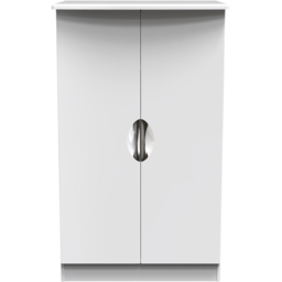 Crowndale Camden 2 Door White Gloss and White Midi Wardrobe Ready Assembled - White Gloss & White - Wilko - thumbnail 3