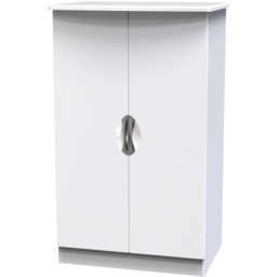 Crowndale Camden 2 Door White Gloss and White Midi Wardrobe Ready Assembled - White Gloss & White - Wilko - thumbnail 4
