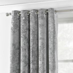 Paoletti Verona Silver Crushed Velvet Eyelet Curtain 229 x 183cm - Size: W 183 x D 229cm - Wilko - thumbnail 3