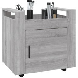 vidaXL Single Door Single Shelf Grey Sonoma Wooden Desk Trolley - Size: 60 x 60 x 45cm - Wilko - thumbnail 4