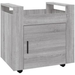 vidaXL Single Door Single Shelf Grey Sonoma Wooden Desk Trolley - Size: 60 x 60 x 45cm - Wilko - thumbnail 3
