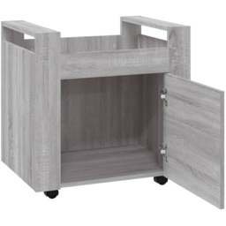 vidaXL Single Door Single Shelf Grey Sonoma Wooden Desk Trolley - Size: 60 x 60 x 45cm - Wilko - thumbnail 5