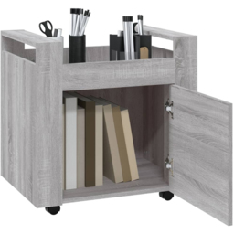 vidaXL Single Door Single Shelf Grey Sonoma Wooden Desk Trolley - Size: 60 x 60 x 45cm - Wilko - thumbnail 6