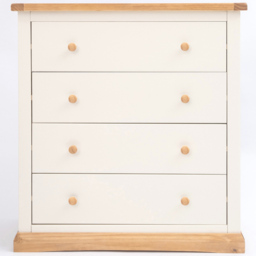 Trevi 4 Drawer Off White Chest of Drawers with Wood Knobs - Wilko - thumbnail 3