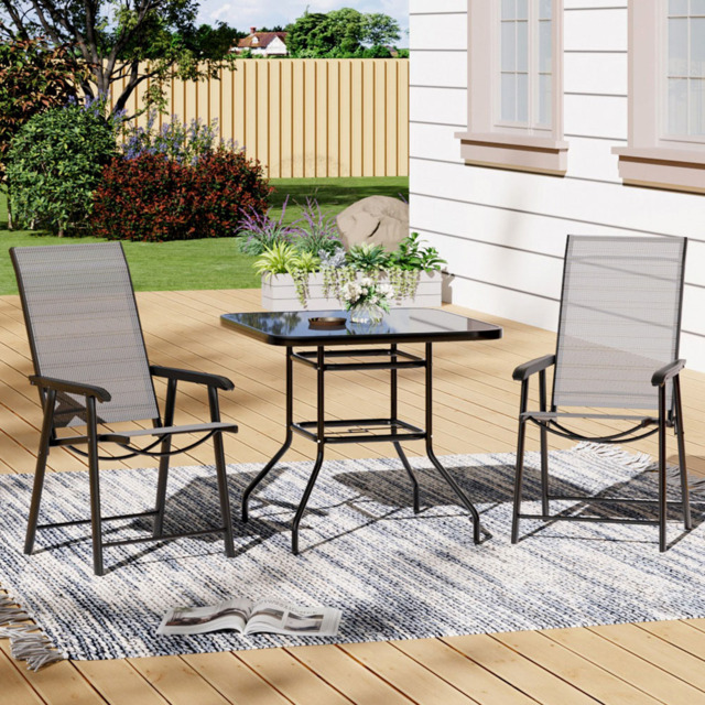 Living and Home Foldable 2 Seater Black Square Patio Set - Wilko - image 1