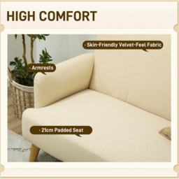 HOMCOM 2 Seater Cream Velvet Feel Sofa - Wilko - thumbnail 6