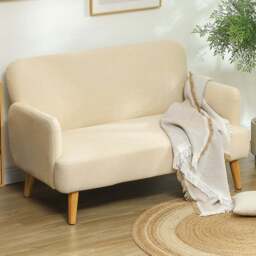 HOMCOM 2 Seater Cream Velvet Feel Sofa - Wilko