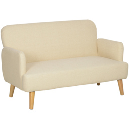 HOMCOM 2 Seater Cream Velvet Feel Sofa - Wilko - thumbnail 3