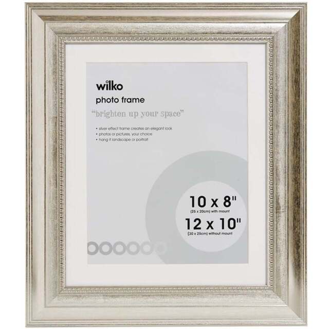 Wilko Dorchester Silver Photo Frame 12 x 10 Inch - Size: Multi