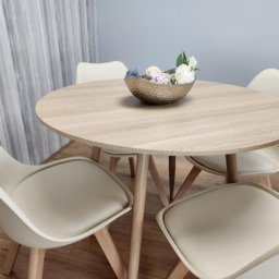 Kosy Koala 4 Seater 4 Seater Faux Leather Round Dining Set Wood Effect and Cream - Portland - Wilko - thumbnail 6