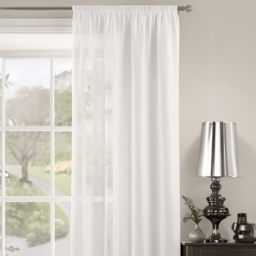 Velosso Riva Plain White Slot Top Voile Panel Curtain 150 x 228cm - Size: W 150 x D 228cm - Wilko - thumbnail 3