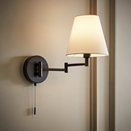 ValueLights Sonia Tapered Shade Matte Black Adjustable Swing Arm Wall Light with Bulb - Size: 28.5 x 18 x 41cm - Wilko - thumbnail 3